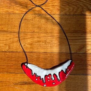 Red and White Drip Necklace